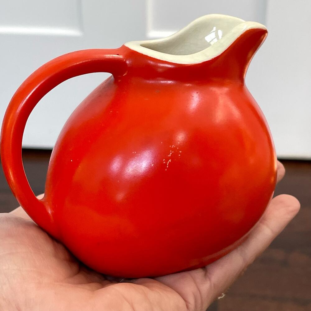 Vintage Shawnee Pottery Ball Creamer Jug Mini Poppy USA Tilt Mid Century READ